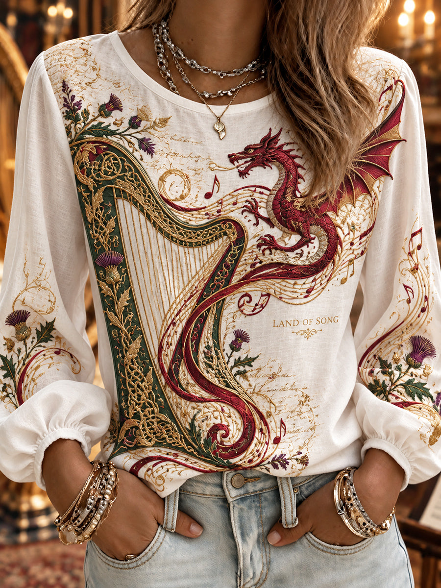 Women's Retro British Wales Printed Shirt