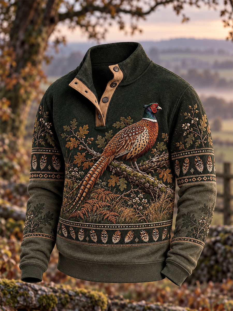 Men's British Hunting Season Casual four-button hoodie