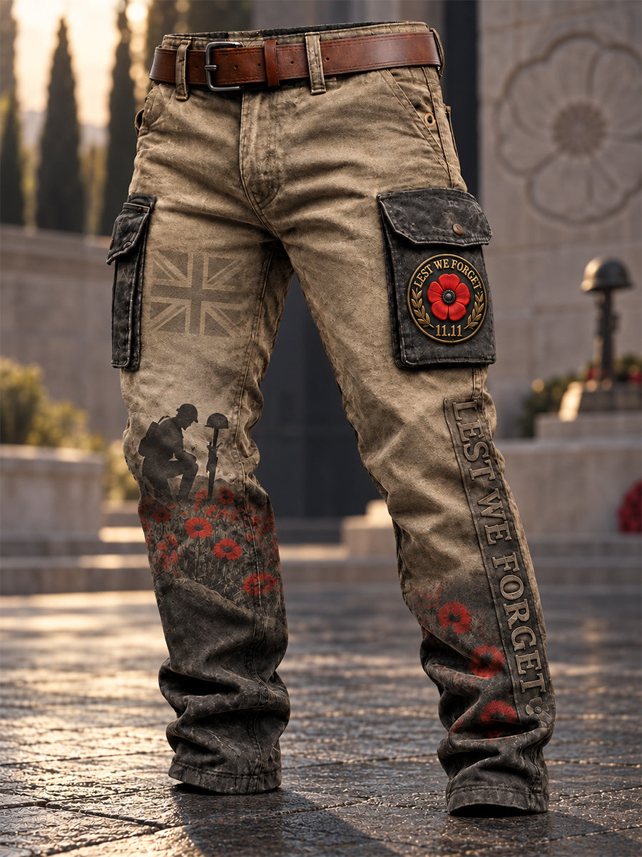 Men's British Veteran Printed Casual Work Trousers