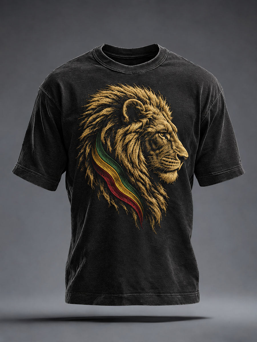 Men's Reggae Lion Washed T-Shirt