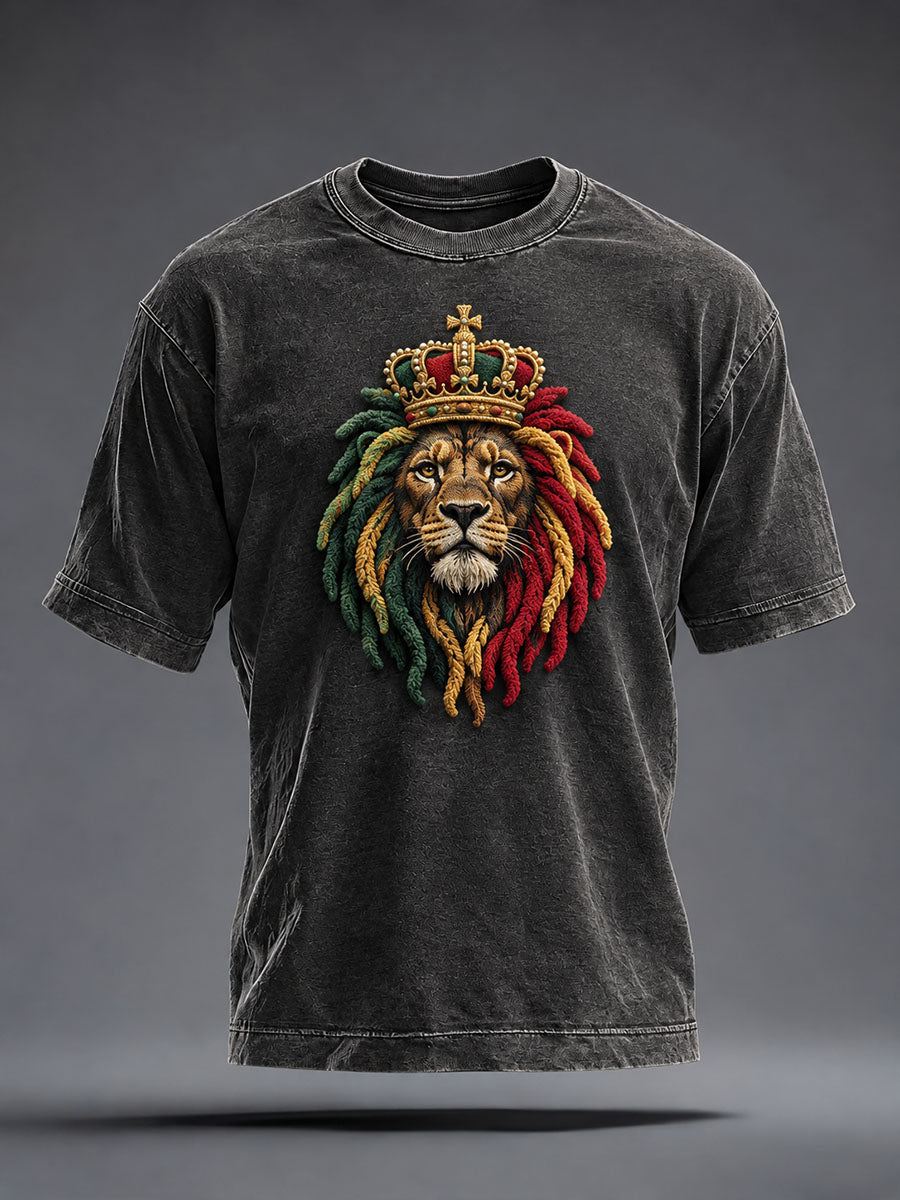 Men's Reggae Lion Washed T-Shirt