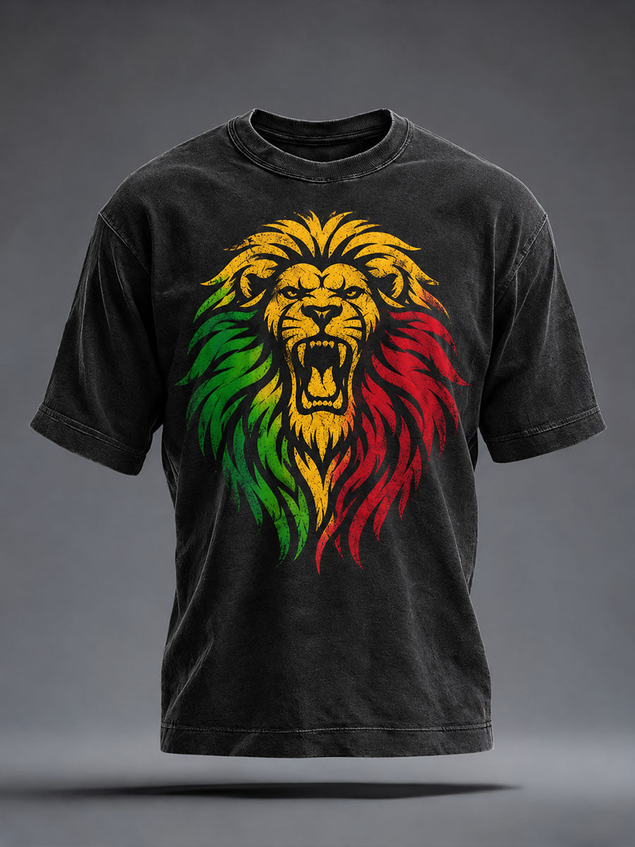 Men's Reggae Lion Washed T-Shirt