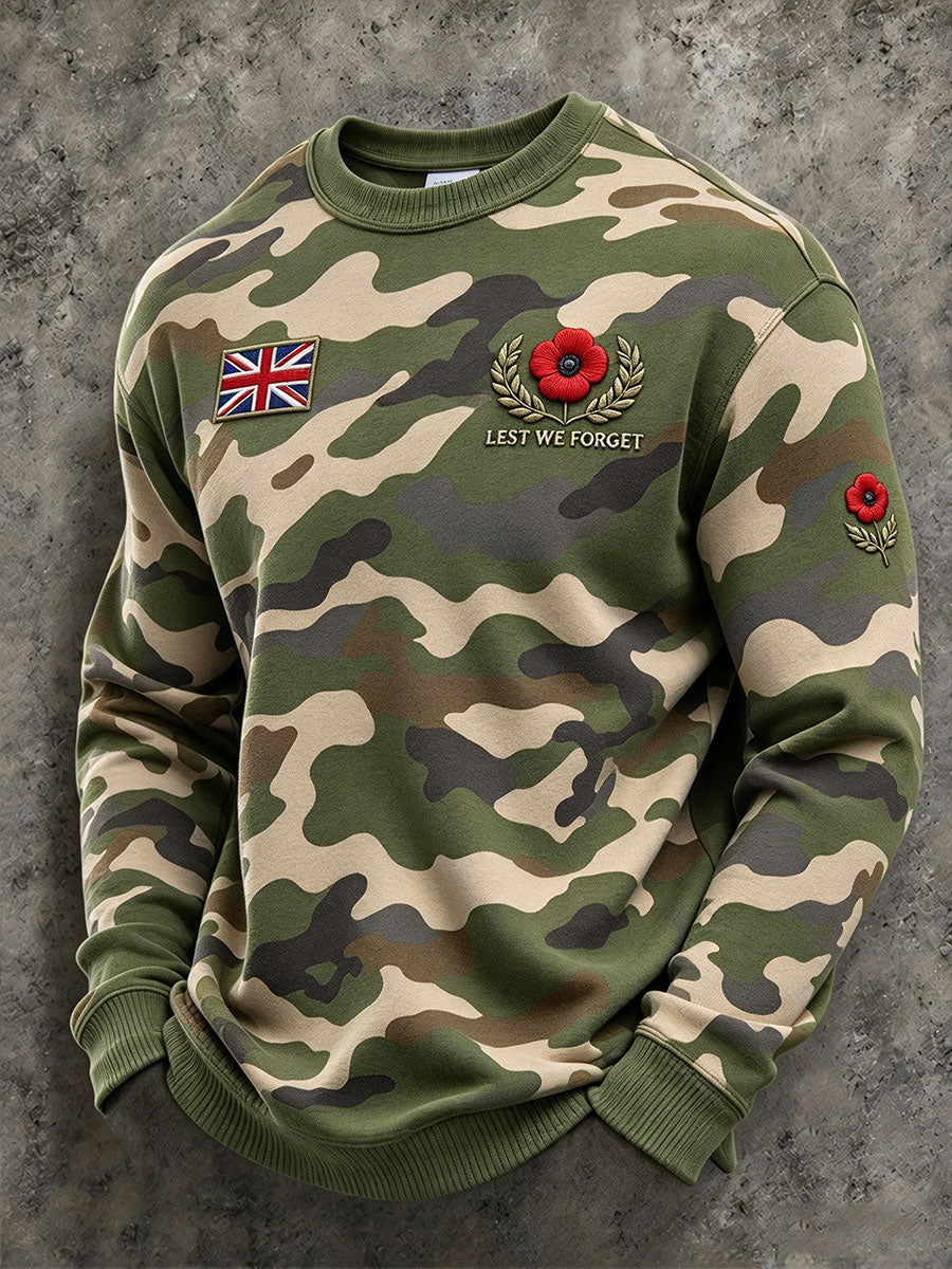 Men's Lest We Forget Print Crew Neck Sweatshirt