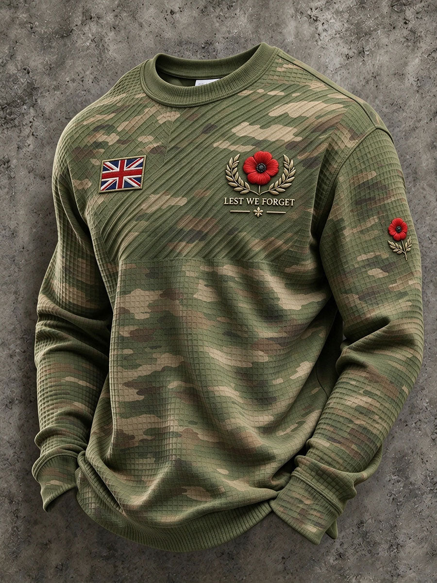 Men's Lest We Forget Print Waffle Sweatshirt